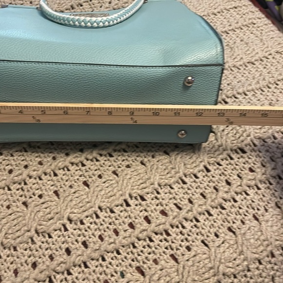 Carolyn Tucker collections seafoam blue with braided handles zipper‎ bag tote. - Picture 4 of 14